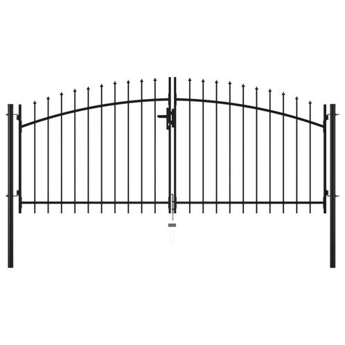 vidaXL Hekpoort dubbele deur met speren bovenkant 300x150 cm, Tuin en Terras, Tuinpoorten, Nieuw, Verzenden