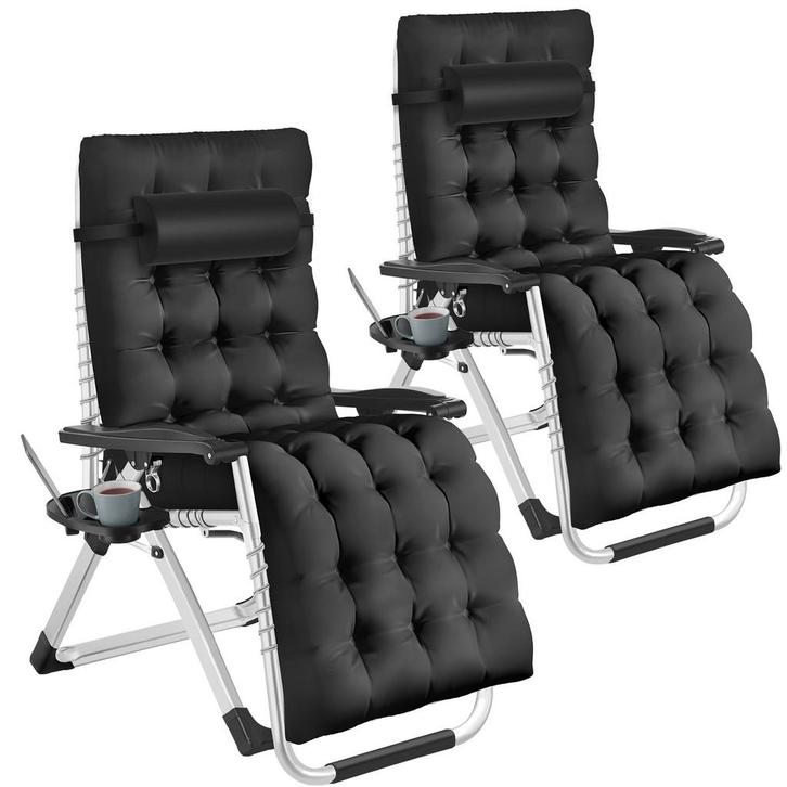 tectake Ligbed Cloud inklapbaar, traploos verstelbaar - zwar, Tuin en Terras, Overige Tuin en Terras, Verzenden