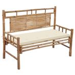 vidaXL Tuinbank met kussen 120 cm bamboe, Tuin en Terras, Verzenden, Nieuw