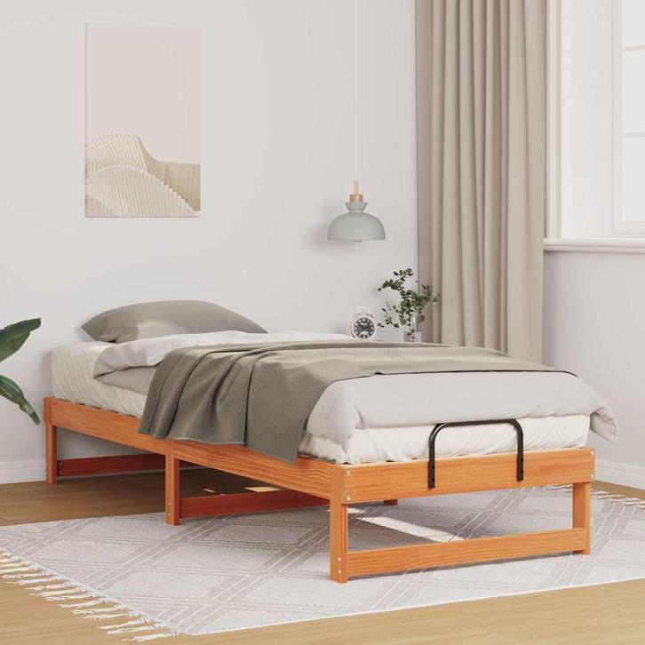 vidaXL Bedframe Bruin 90 x 210 cm Massief grenenhout, Huis en Inrichting, Slaapkamer | Bedden, Nieuw, Verzenden