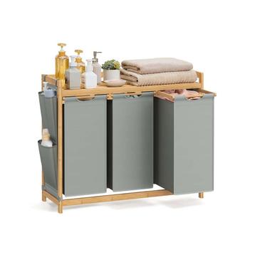 Wasmand – Bamboo Home - Sorteerder met plank – Grijs, Ophalen of Verzenden
