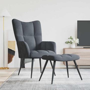 vidaXL Relaxstoel met voetenbank fluweel donkergrijs, Huis en Inrichting, Fauteuils, Verzenden, Nieuw
