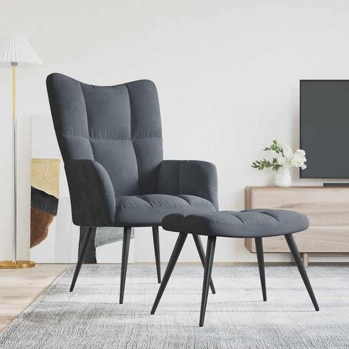 vidaXL Relaxstoel met voetenbank fluweel donkergrijs, Huis en Inrichting, Fauteuils, Nieuw, Verzenden