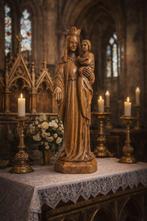 Beeld, Heilige Maria met kindje Jezus - 33.5 cm - Eik