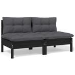 Grenen Tuinbank Zwart | OP = OP | Loungebank -46%, Verzenden, Nieuw, Hout