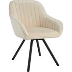 tectake Draaibare fluwelen stoel Snug, gestoffeerd - crème,, Huis en Inrichting, Stoelen, Verzenden, Nieuw