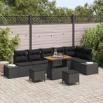 vidaXL Tuinbank Set met kussen met opslag 9 pcs Zwart Poly, Tuin en Terras, Verzenden, Nieuw