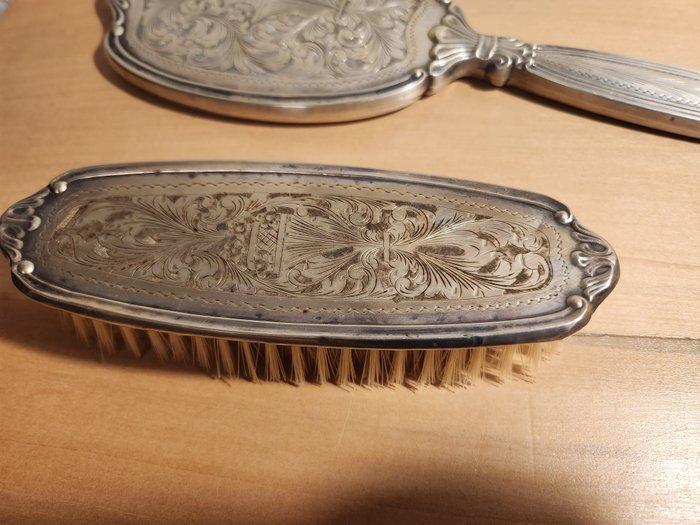 Ensemble de toilette (2) - spazzola e specchio con, Antiquités & Art, Antiquités | Argent & Or