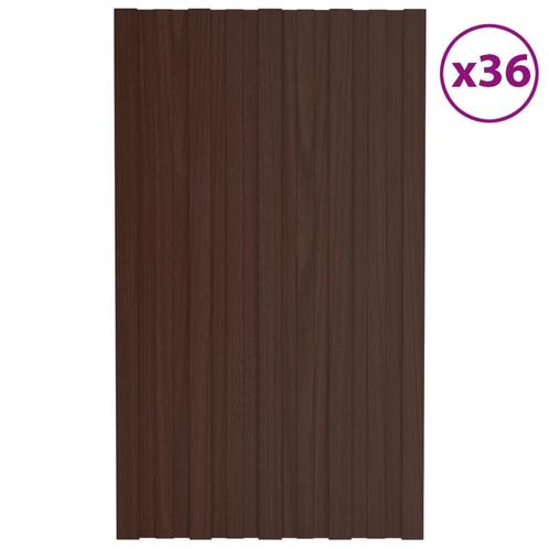 vidaXL Dakpanelen 36 st 80x45 cm gegalvaniseerd staal bruin, Doe-het-zelf en Bouw, Dakpannen en Dakbedekking, Nieuw, Verzenden