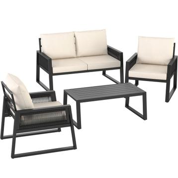 tectake Loungeset Captive in touwontwerp - Set 1 (1 x bank /, Tuin en Terras, Verzenden, Nieuw