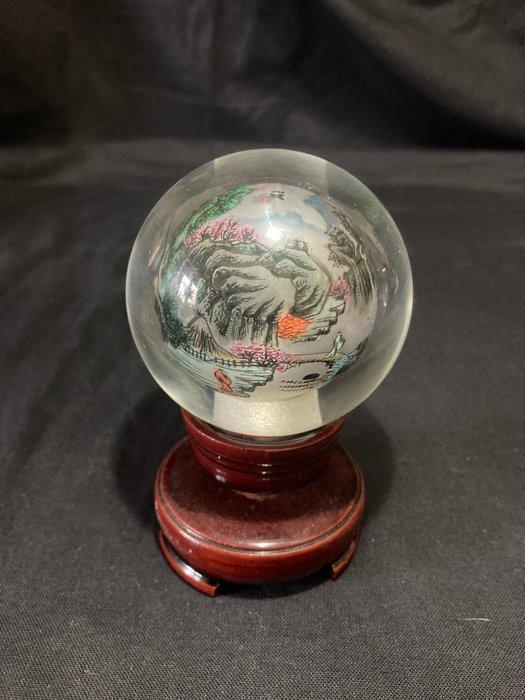 Globe - 1980-1990 - globe en verre peint de lintérieur rare, Antiek en Kunst, Curiosa en Brocante
