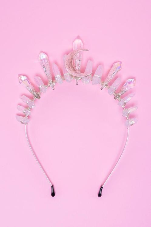 Haarband Bergkristal Zilver Maan Helder Kristal Diadeem Fant, Kleding | Dames, Carnavalskleding en Feestkleding, Nieuw, Ophalen of Verzenden