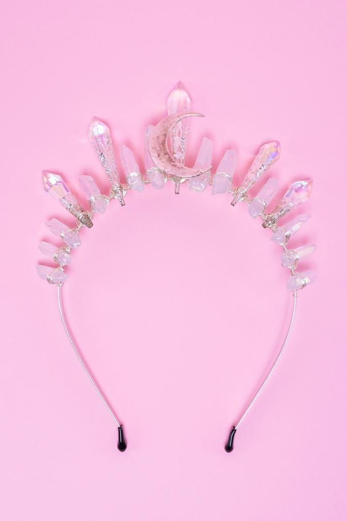 Haarband Bergkristal Zilver Maan Helder Kristal Diadeem Fant, Kleding | Dames, Carnavalskleding en Feestkleding, Nieuw, Ophalen of Verzenden