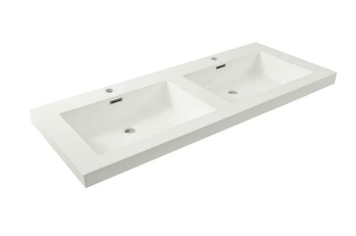 Vision dubbele kunstmarmer wastafel 120x46 wit, Huis en Inrichting, Badkamer | Badkamermeubels, Ophalen of Verzenden