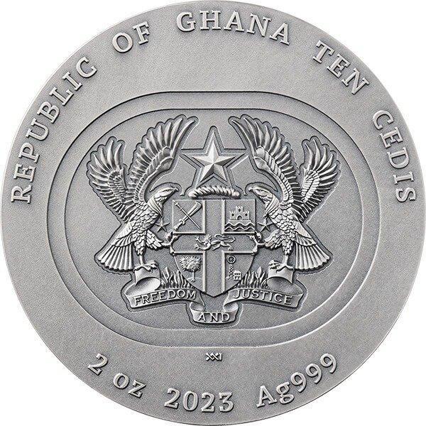 Ghana. 10 Cedis 2023 Silk Moth Nature Architects 2 oz, Postzegels en Munten, Munten | Europa | Niet-Euromunten
