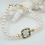 Zilver, Verguld - Armband - Parels en gegraveerde camee