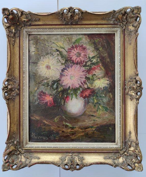 Herman Knaus (XX) - Chrysanthemenstillleben, Antiek en Kunst, Kunst | Schilderijen | Klassiek