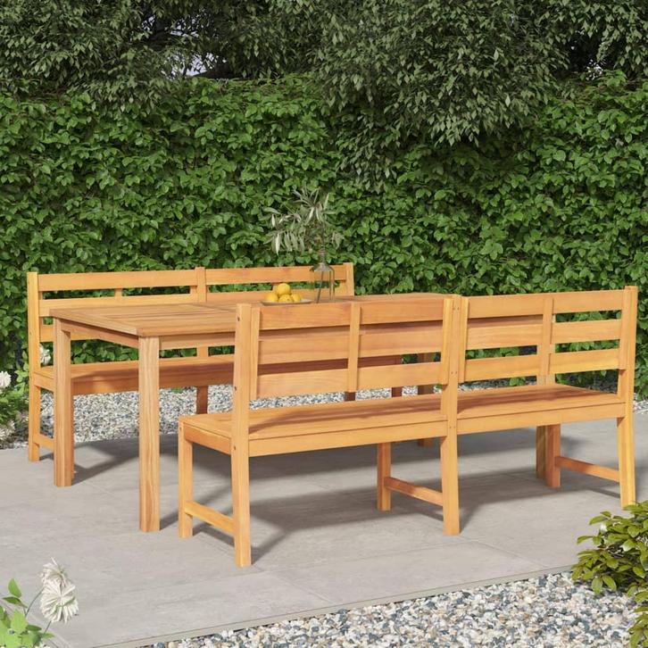 vidaXL 3-delige Tuinset massief teakhout, Tuin en Terras, Tuinsets en Loungesets, Tuinset, Nieuw, Verzenden