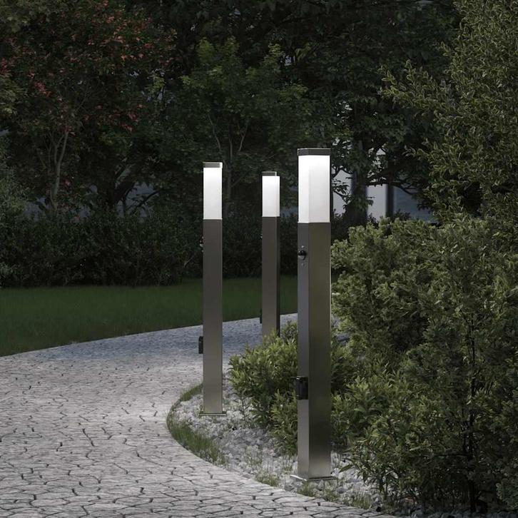 vidaXL Bolderverlichting met sensor en stopcontact 3 stuks, Maison & Meubles, Lampes | Autre, Envoi