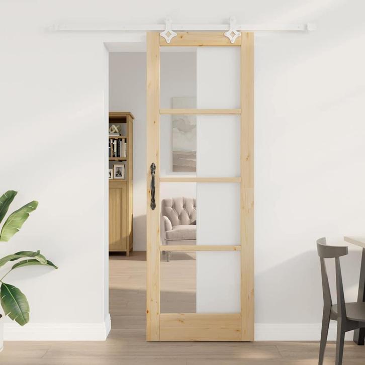vidaXL Schuifdeur Bruin 73.5 x 211 cm Hout en metaal, Doe-het-zelf en Bouw, Deuren en Vliegenramen, Nieuw, Verzenden