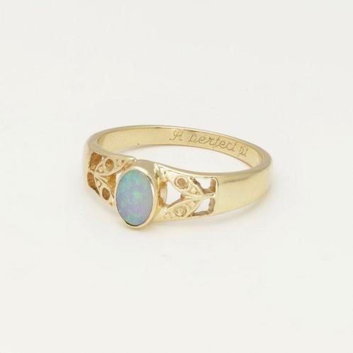 Zonder Minimumprijs - Ring - 14 karaat Geel goud Opaal, Handtassen en Accessoires, Ringen