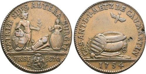 Brons medaille 1754 Metz Stadt:, Timbres & Monnaies, Monnaies | Europe | Monnaies non-euro, Envoi