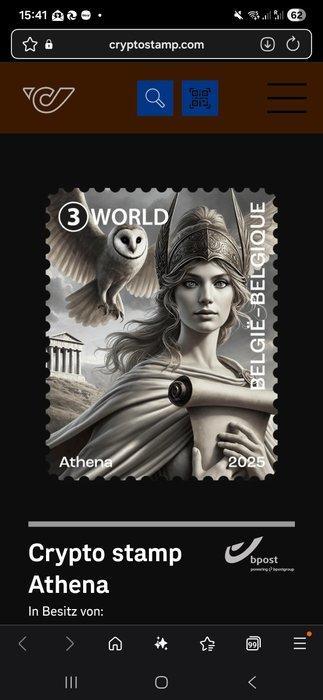 België 2025/2025 - Cryptozegels athena zwart groen en blauw beschikbaar voor biedingen