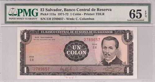 1972 El Salvador P 115a 1 Colon Pmg 65 Epq, Postzegels en Munten, Bankbiljetten | Europa | Niet-Eurobiljetten, België, Verzenden