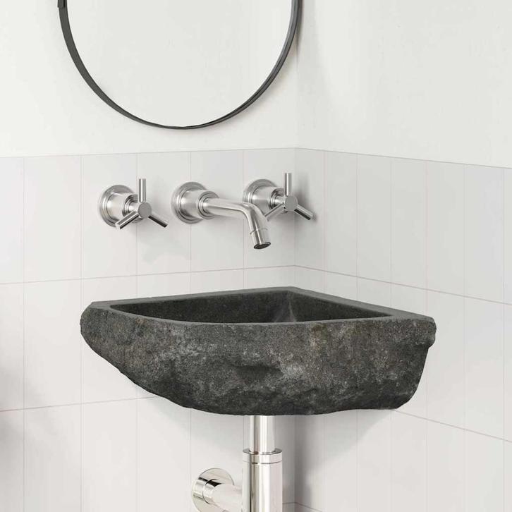 vidaXL Wand Gemaakte Hoekwastafel Grijs (30-37) x (30-37) x, Doe-het-zelf en Bouw, Sanitair, Nieuw, Verzenden