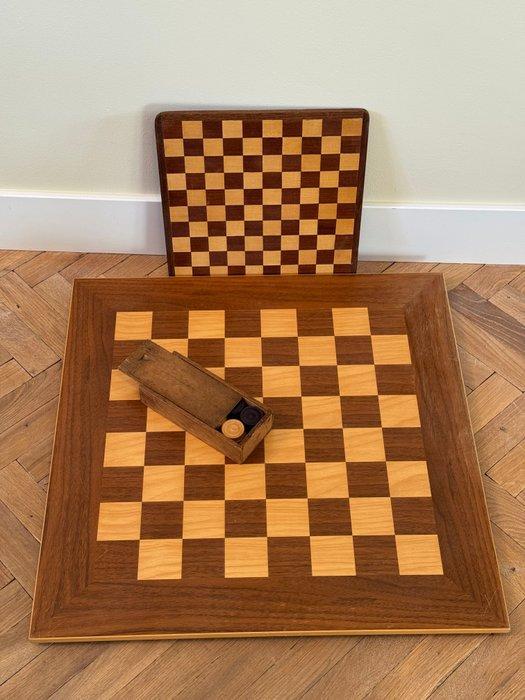 Schaakspel - dubbelzijdig dambord - Hout, Antiek en Kunst, Curiosa en Brocante