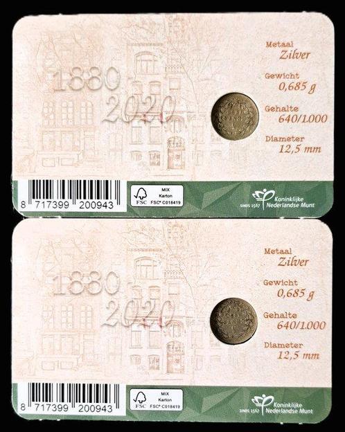 Nederland. Willem III. 5 Cents 1850 2 coincards - 140 jaar, Postzegels en Munten, Munten | Nederland