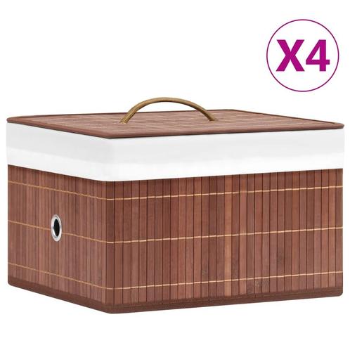 vidaXL Opbergboxen 4 st bamboe bruin, Doe-het-zelf en Bouw, Kratten en Dozen, Nieuw, Verzenden