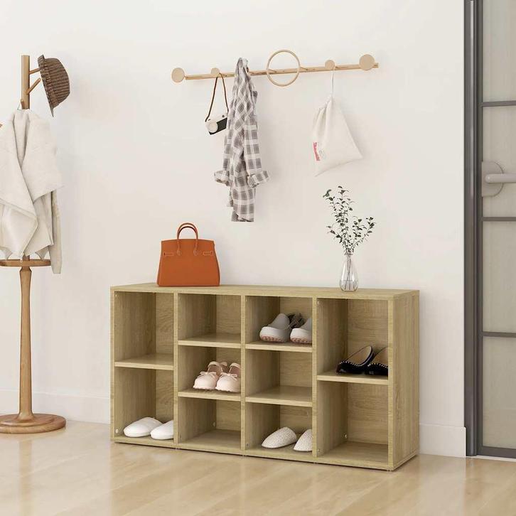 vidaXL Schoenenbank 103x30x55 cm bewerkt hout sonoma, Huis en Inrichting, Kasten | Schoenenkasten, Nieuw, Verzenden