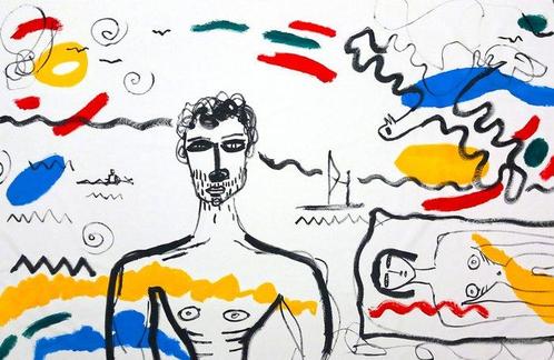 0xec6d0 (XX-XXI) - Eros à la plage (Mouvement Le Nouveau, Antiek en Kunst, Kunst | Schilderijen | Modern