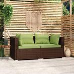 vidaXL Bank 2-zits met kussens poly rattan bruin, Tuin en Terras, Verzenden, Nieuw