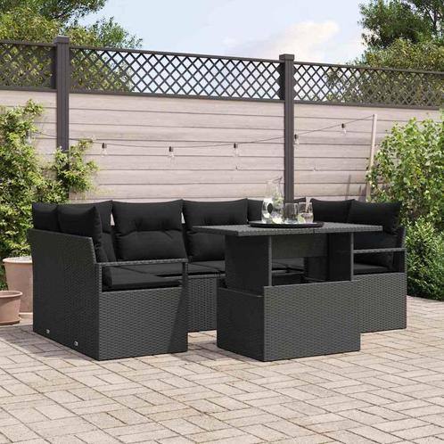 vidaXL Tuinbank Set met kussen Handmatig 7 pcs Zwart 100 x, Tuin en Terras, Tuinsets en Loungesets, Nieuw, Verzenden