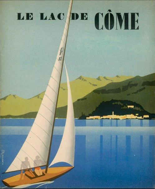 Mario Puppo - Lago di Como Italy - boat, sailing travel, Antiquités & Art, Art | Dessins & Photographie