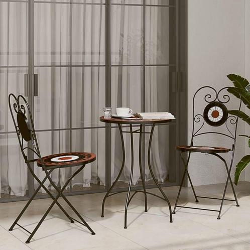 vidaXL Bistroset mozaïek ijzer en keramiek terracottakleurig, Tuin en Terras, Tuinsets en Loungesets, Nieuw, Verzenden