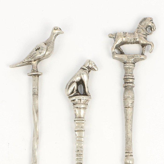 NO RESERVE - Pijpenwroeters Hond, Duif, Paard - Pijperager -, Antiek en Kunst, Antiek | Zilver en Goud