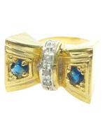 Zonder minimumprijs - Ring - 9 kt. Zilver, Geel goud Saffier, Handtassen en Accessoires, Ringen, Nieuw