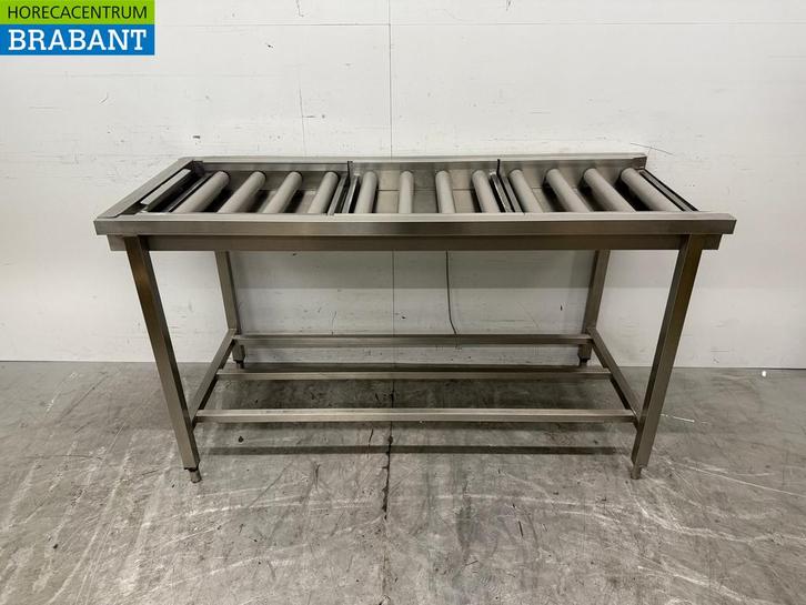RVS Afvoertafel / rollenbaan tbv doorschuifvaatwasser 160,5, Zakelijke goederen, Horeca | Meubilair en Inrichting, Ophalen of Verzenden
