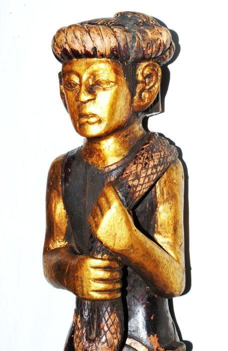 Oud groot houten beeld, hardhout!!! Originele versie Tharu, Antiek en Kunst, Kunst | Niet-Westerse kunst