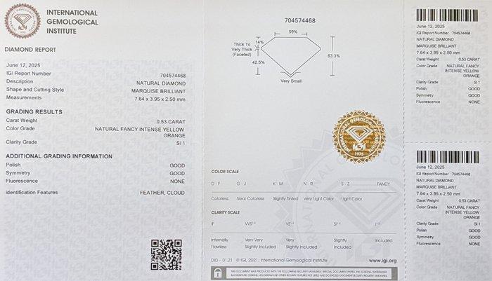 1 pcs Diamant (Natuurlijk gekleurd) - 0.50 ct - Markies -, Handtassen en Accessoires, Edelstenen