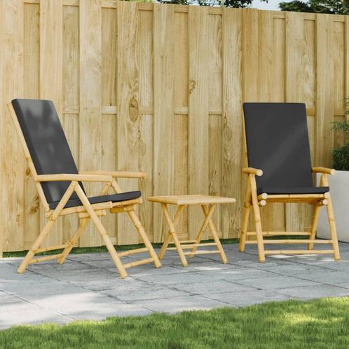 vidaXL Ensemble de bistro pliante 3 pcs et coussins gris, Tuin en Terras, Tuinsets en Loungesets, Verzenden