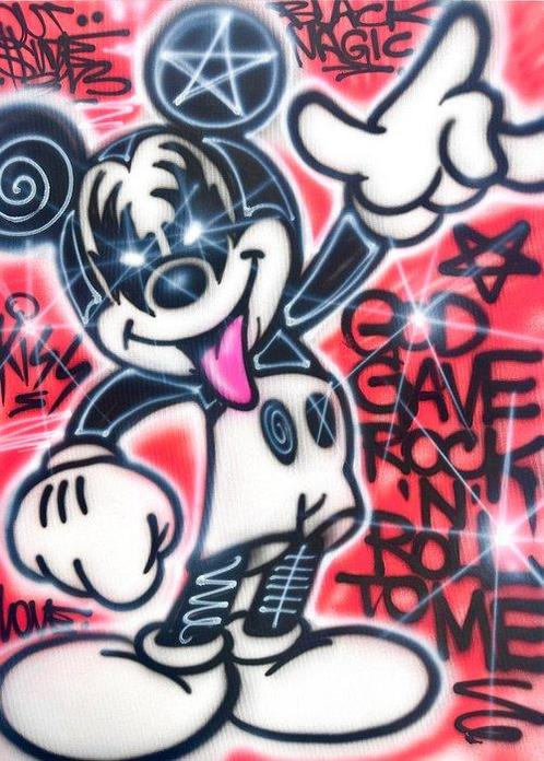 Outside313 - Mickey Mouse X Kiss, Antiek en Kunst, Kunst | Schilderijen | Modern