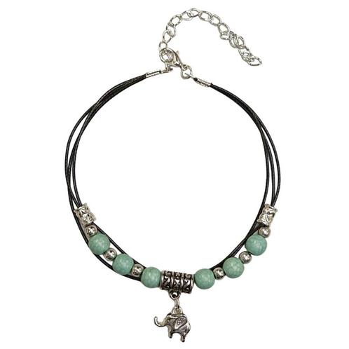 Fako Bijoux® - Enkelbandje - Koord - Turquoise - Olifantje, Handtassen en Accessoires, Enkelbandjes en Enkelkettinkjes, Verzenden