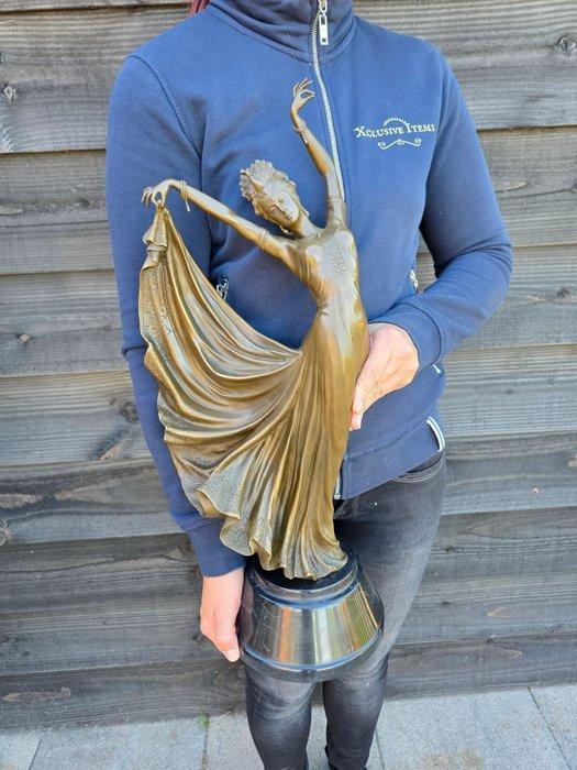 Statue, (XL) Bronze: Lady with Dress - 57 cm - Bronze,, Antiek en Kunst, Kunst | Designobjecten