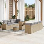 vidaXL Tuinbank Set met opslag 11 pcs Beige Poly rattan, Jardin & Terrasse, Verzenden