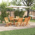 vidaXL Tuin Eettafel Set 7 pcs Bruin Massief acaciahout, Tuin en Terras, Verzenden, Nieuw
