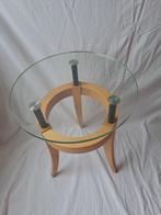 Table dappoint - Hêtre, verre trempé et métal